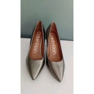 Calvin Klein Pointed Toe Pumps Metallic‎ Silver Dress Shoes